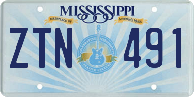MS license plate ZTN491