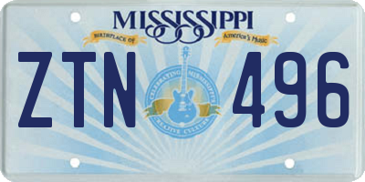 MS license plate ZTN496