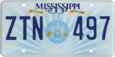 MS license plate ZTN497