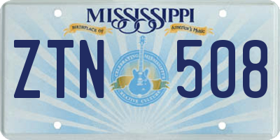 MS license plate ZTN508