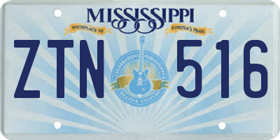 MS license plate ZTN516