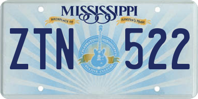 MS license plate ZTN522