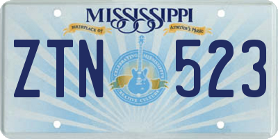 MS license plate ZTN523