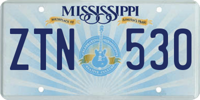 MS license plate ZTN530