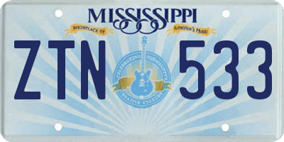 MS license plate ZTN533