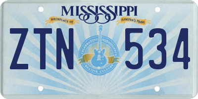 MS license plate ZTN534