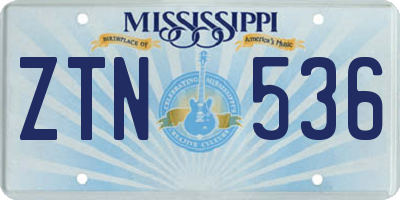 MS license plate ZTN536