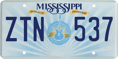 MS license plate ZTN537