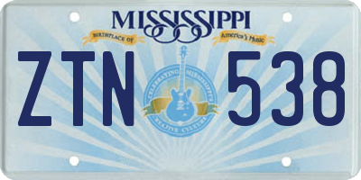 MS license plate ZTN538