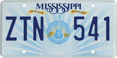 MS license plate ZTN541
