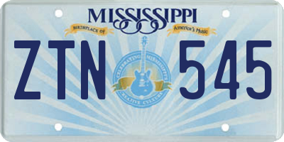 MS license plate ZTN545