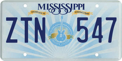 MS license plate ZTN547