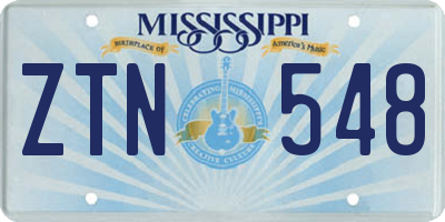 MS license plate ZTN548