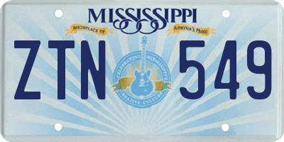 MS license plate ZTN549