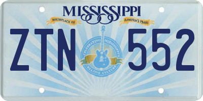 MS license plate ZTN552