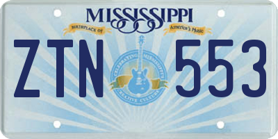 MS license plate ZTN553