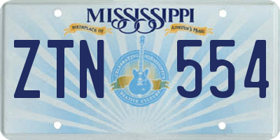 MS license plate ZTN554