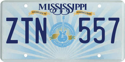 MS license plate ZTN557