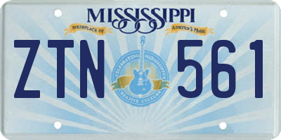 MS license plate ZTN561