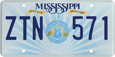 MS license plate ZTN571