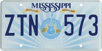 MS license plate ZTN573