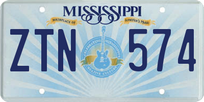 MS license plate ZTN574
