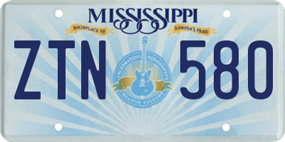 MS license plate ZTN580