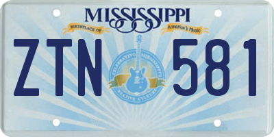MS license plate ZTN581