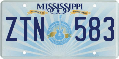 MS license plate ZTN583