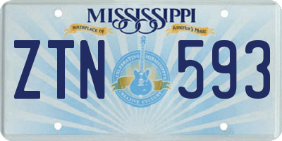 MS license plate ZTN593