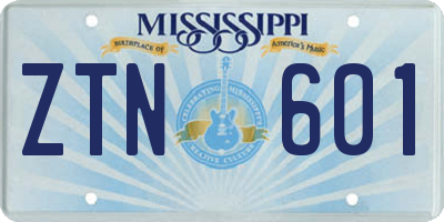 MS license plate ZTN601