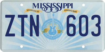 MS license plate ZTN603