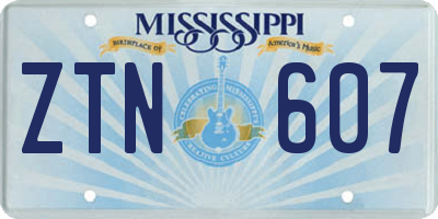 MS license plate ZTN607
