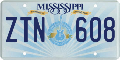 MS license plate ZTN608