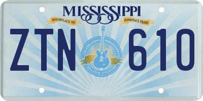 MS license plate ZTN610