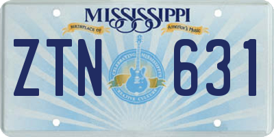 MS license plate ZTN631
