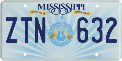 MS license plate ZTN632