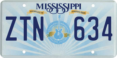 MS license plate ZTN634