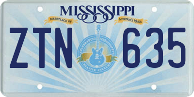 MS license plate ZTN635