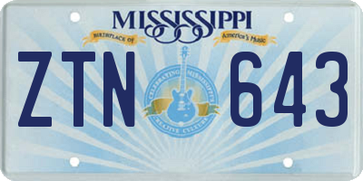 MS license plate ZTN643
