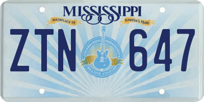 MS license plate ZTN647