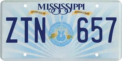 MS license plate ZTN657