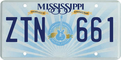 MS license plate ZTN661