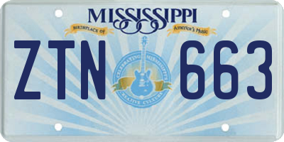 MS license plate ZTN663