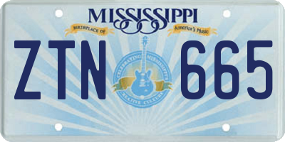 MS license plate ZTN665