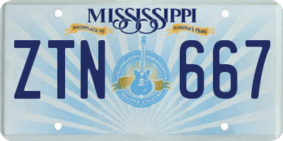 MS license plate ZTN667