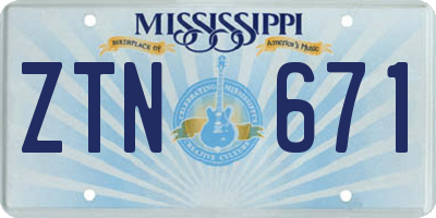 MS license plate ZTN671