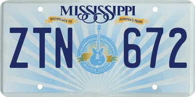 MS license plate ZTN672