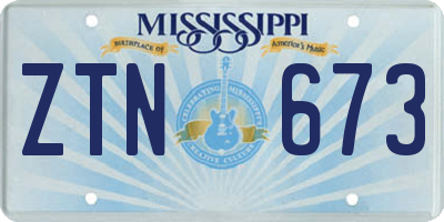 MS license plate ZTN673