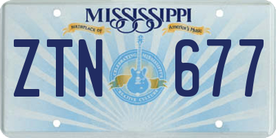 MS license plate ZTN677